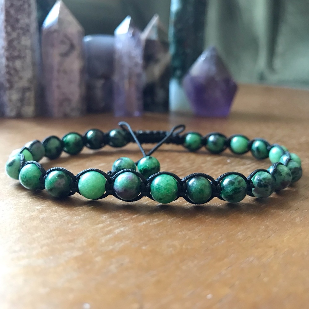 Handmade} Ruby in Zoisite Adjustable Bracelet